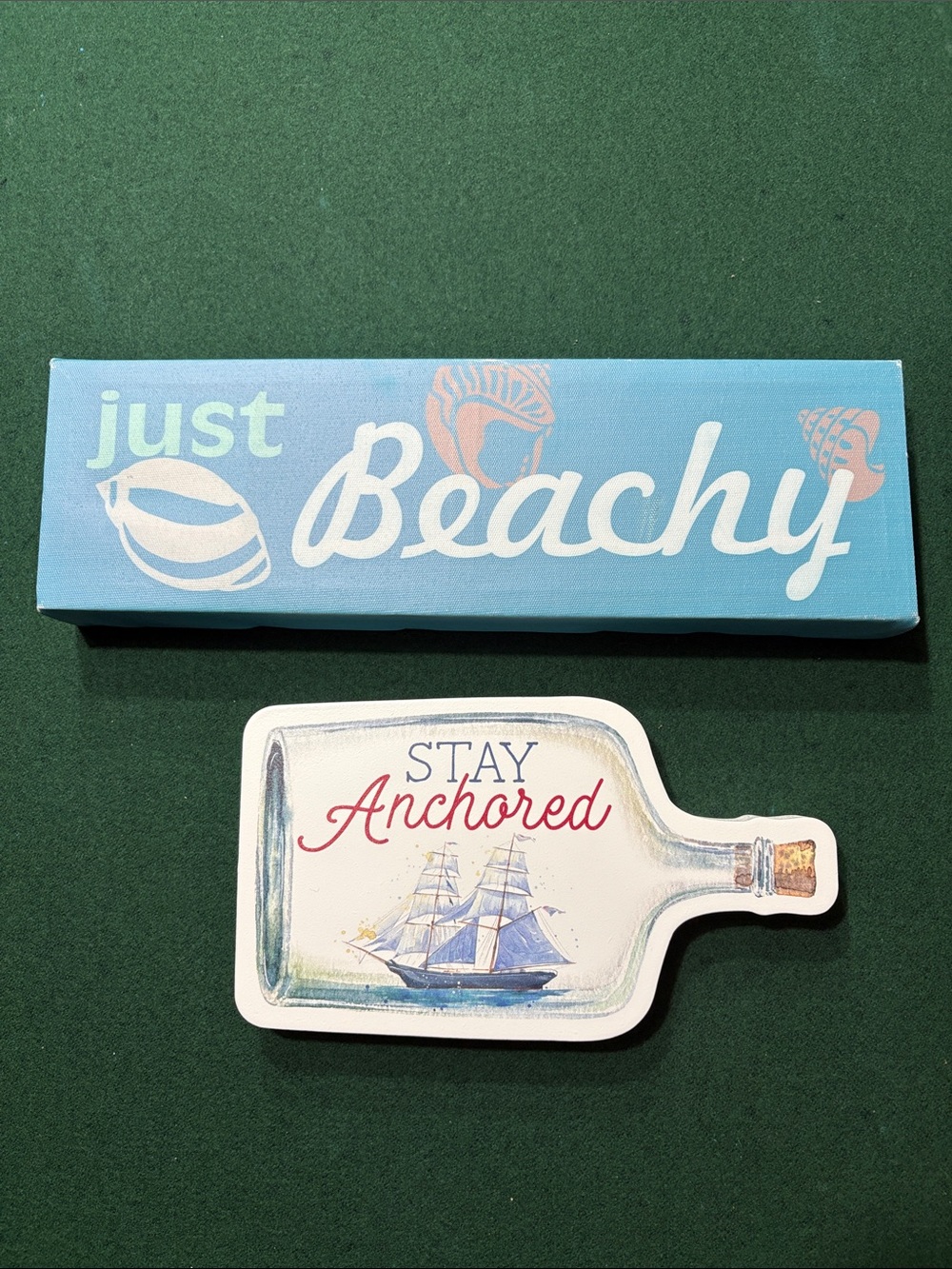 Coastal 'Just Beachy' & 'Stay Anchored' Signs - Blue & White